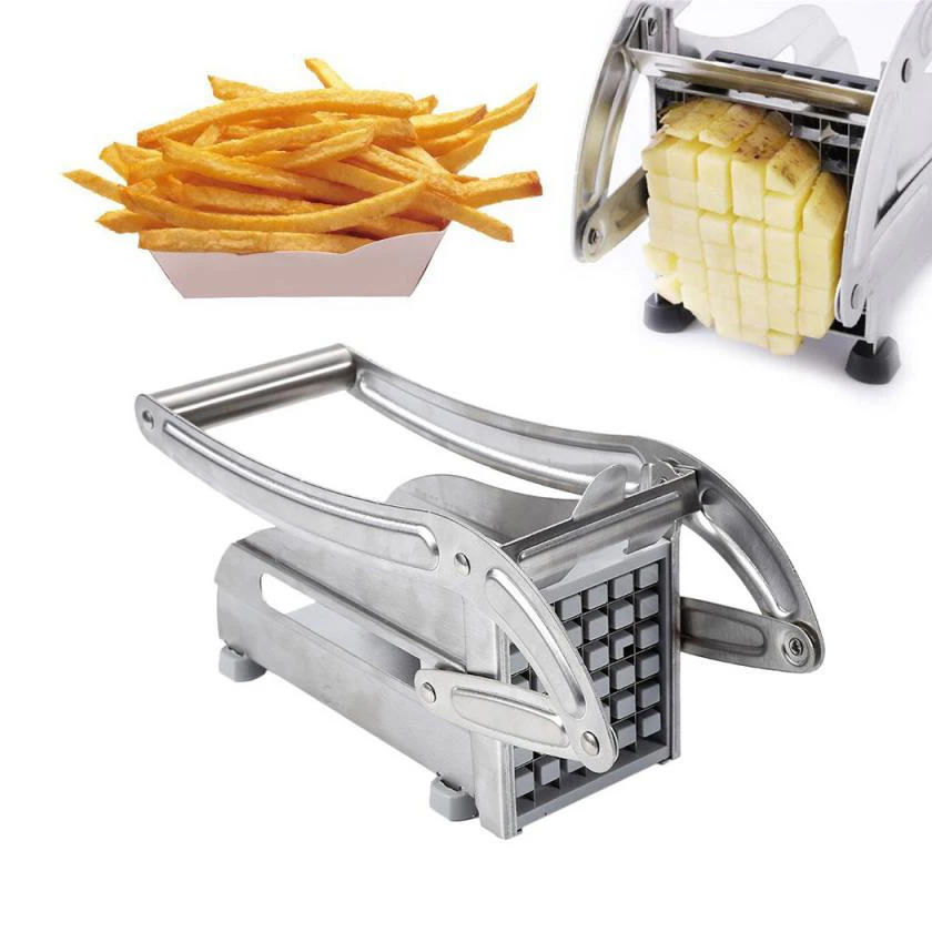 

Multifunctional Stainless Steel Home French Fries Potato Chips Strip Cucumber Vegetable Slicer Cutter Chopper Machine Cut Fries, Silver