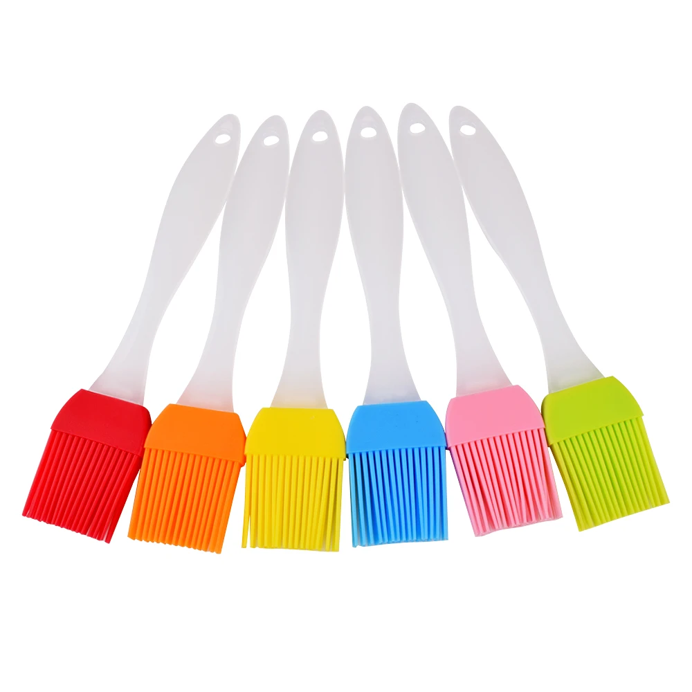 

8in Heat Resistant Kitchen Utensils Bakeware Tool Cooking Gadget Silicone BBQ Grill Pastry Basting Oil Brush for cooking, Blue orange green yellow pink red