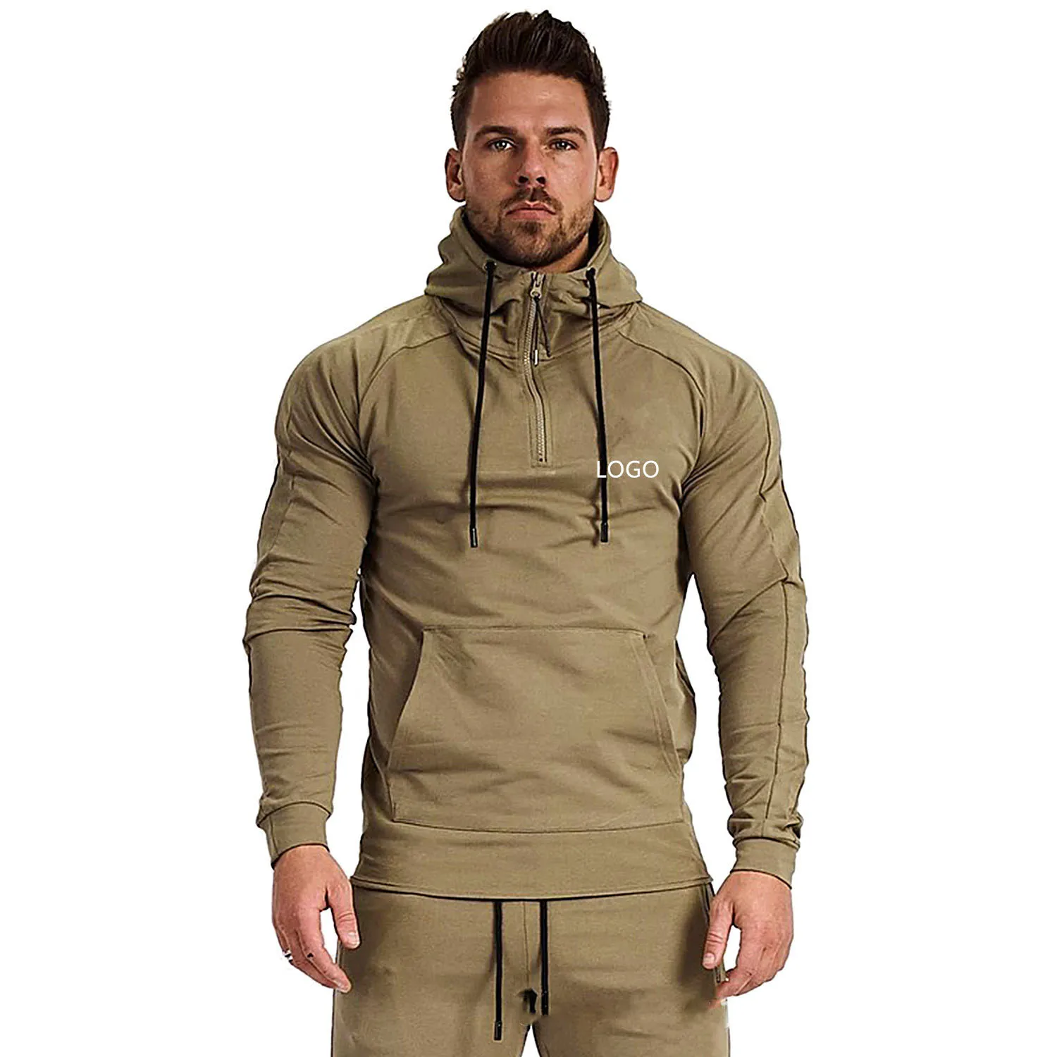 

Custom Logo Wholesale Gym Fitness Hooded Pullover Sweatsuit Sport Jogger Men's Hoodies Training Wear Tracksuits For Men Jogging