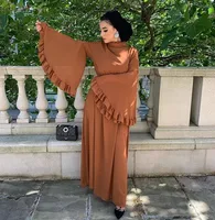 

Modest Muslim Kaftan Dress Woman Bell Sleeves Islamic Abaya