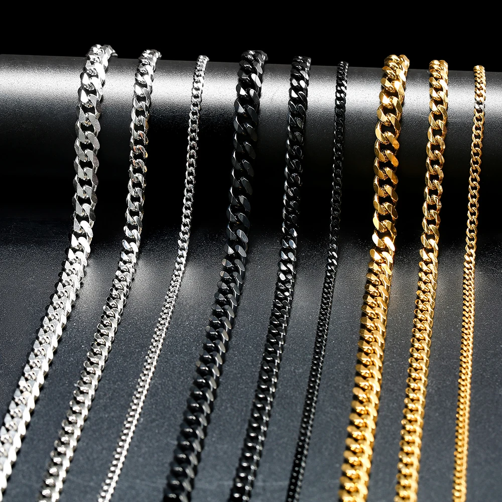 

Cuban Link Chain Necklace Different Design Size Stainless Steel Fashion Necklace Hip Hop Cuban Chain Jewelry Necklace For Men