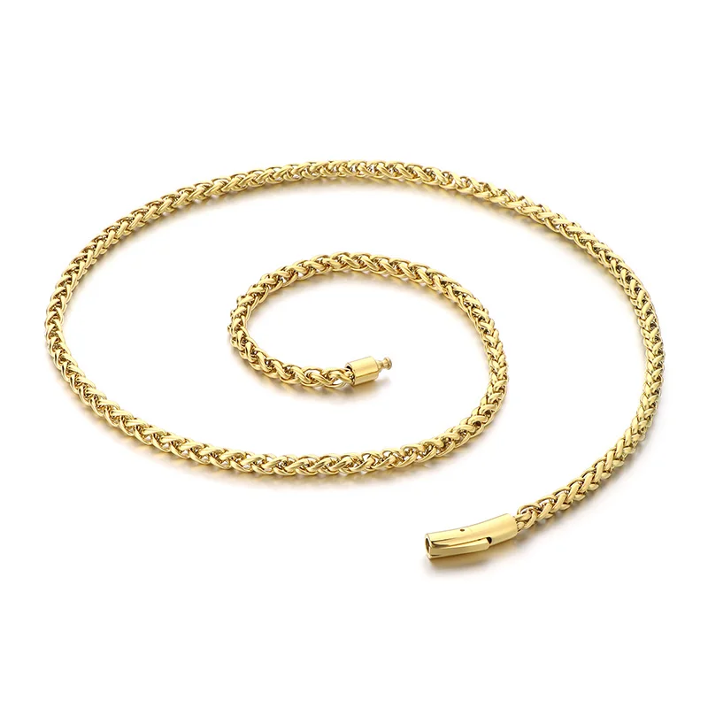 KALEN 66cm Fine Jewelry Necklaces Stainless Steel Fashion Hip-Hop Braid Link Necklaces for Men