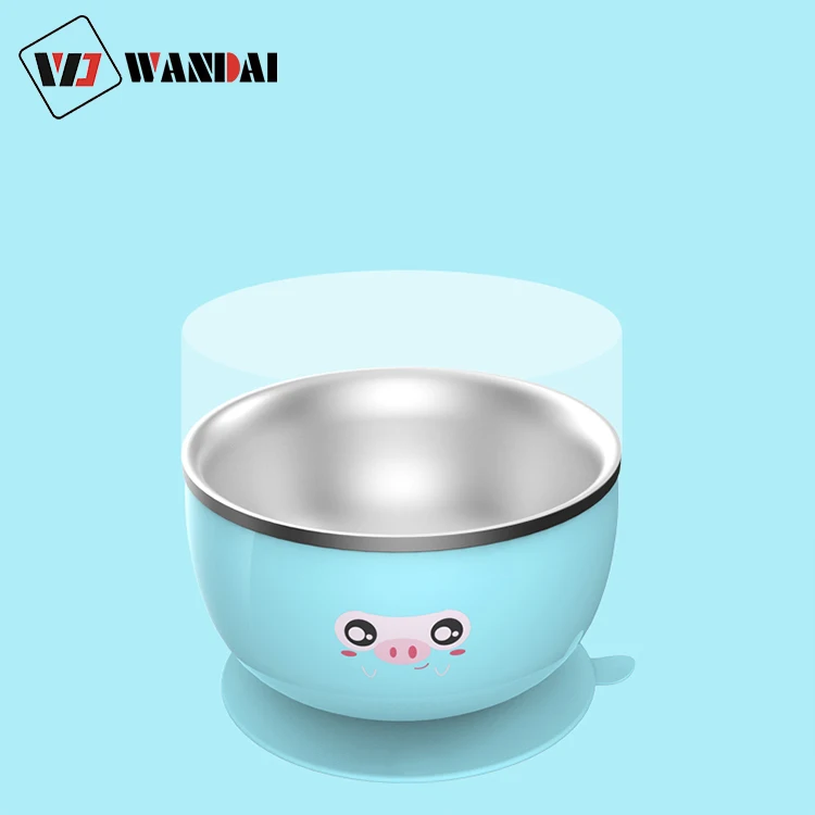 

Intelligent constant temperature baby insulated bowl keep healthy temperature safe portable baby cooling warmer bowl, Pink and blue
