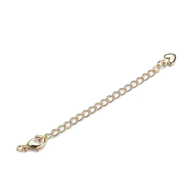 

Wholesale 18K Gold Plated Extension Chain With Lobster Clasp Peach Heart Pendant Tail Chain