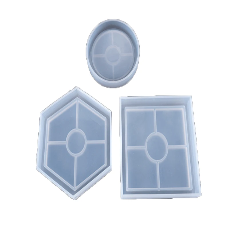

L0096 Hot Sale DIY Epoxy Resin Craft Round Square Hexagon Silicone Coaster Molds