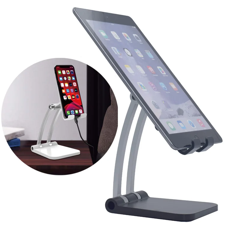 

2021 universal adjustable tablet desktop holder metal stable kitchen bathroom mobile phone holder for iPad Samsung iPhone