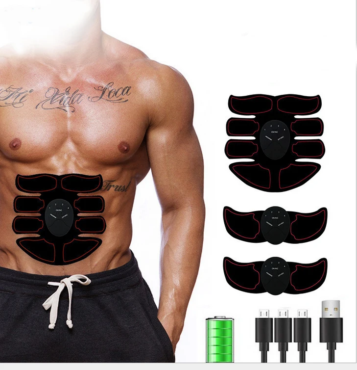 

Rechargeable Smart EMS Electric Pulse Treatment Massager Abdominal Muscle Trainer Wireless Sports Muscle Stimulator Fitness, Black