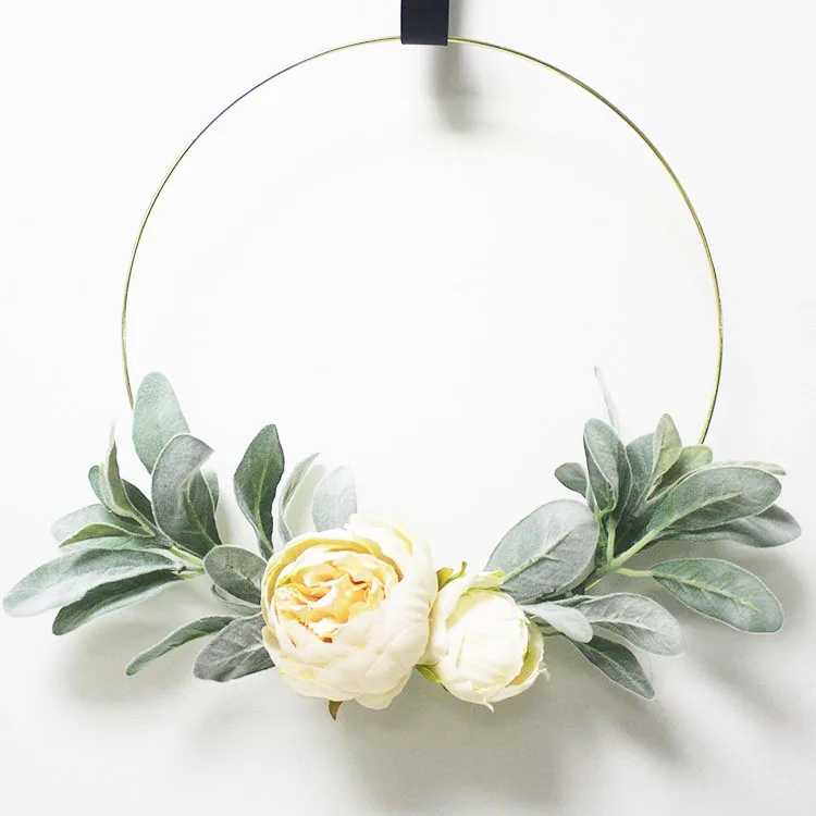 

Spring natural high quality artificial blush pink peony ring wreath front door wedding Wood pellets artificial peony ring wreath, Green pink and other customized...
