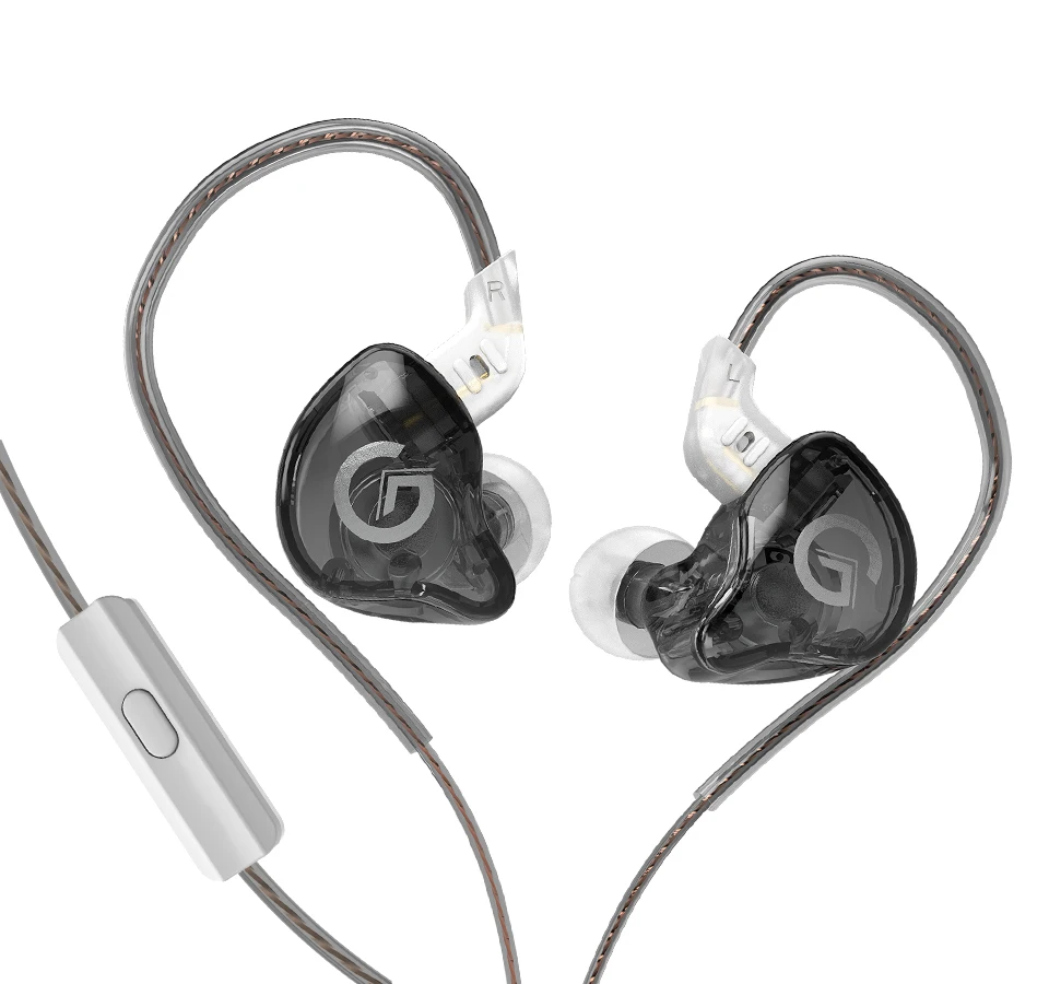 

KZ GK G1 Detachable Wired earphone 1DD Hifi Bass Dynamic Wired Earbuds Noise Cancelling Sport Game Earphone In-Ear headphone, Black, transparent, cyan