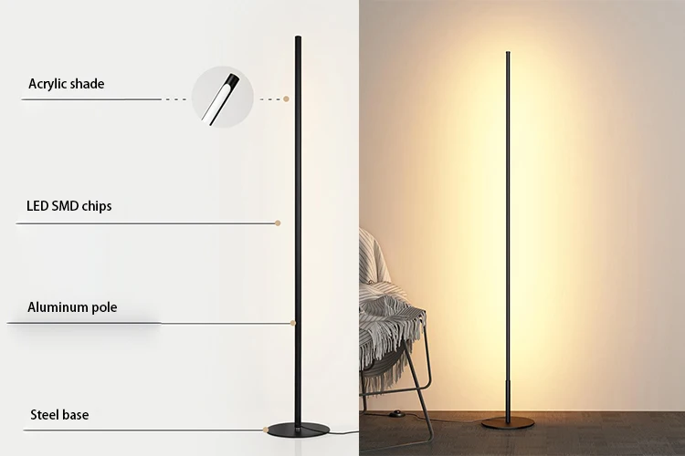 Modern minimalism floor led light decorative standing floor lamp for indoor use
