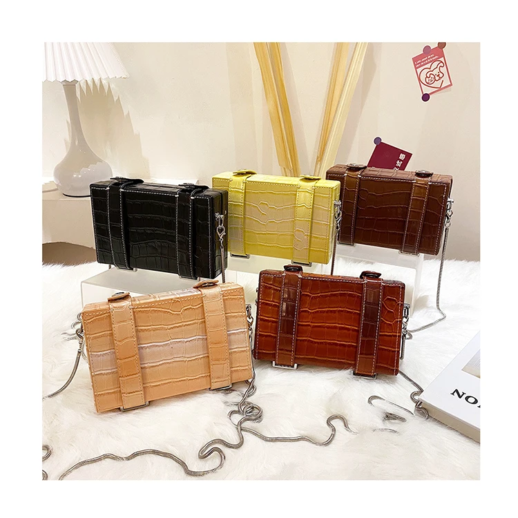 

Vintage Box Crossbody Bags New European Crocodile Pattern Gradient Color Handbags Trendy Messenger Bag Small Square Purses Sac