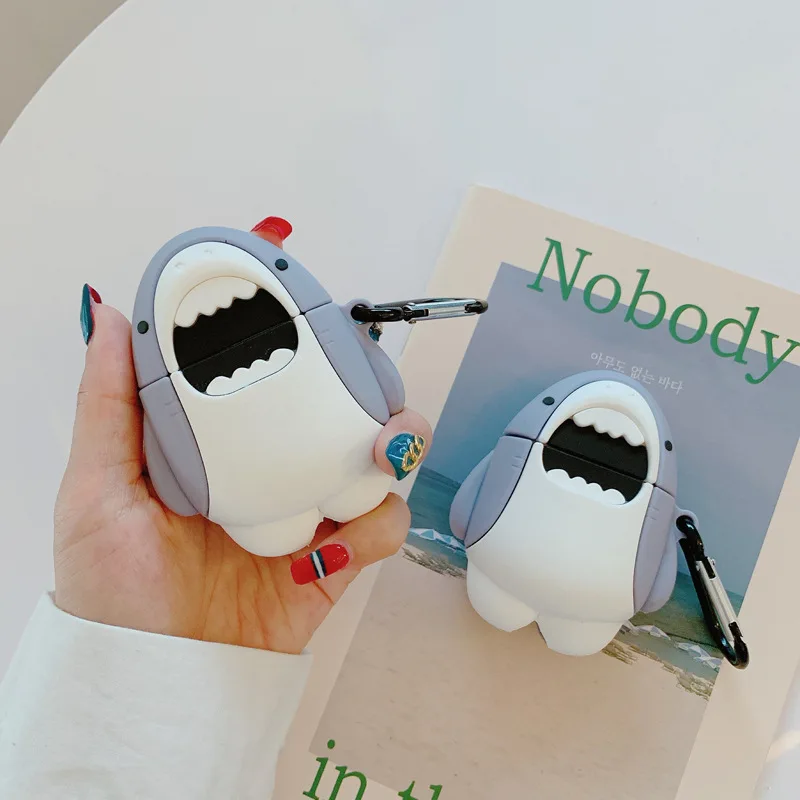 

3D Cartoon Cute Animal Shark For AirPod Cover For Apple Airpods 1 2 Cases