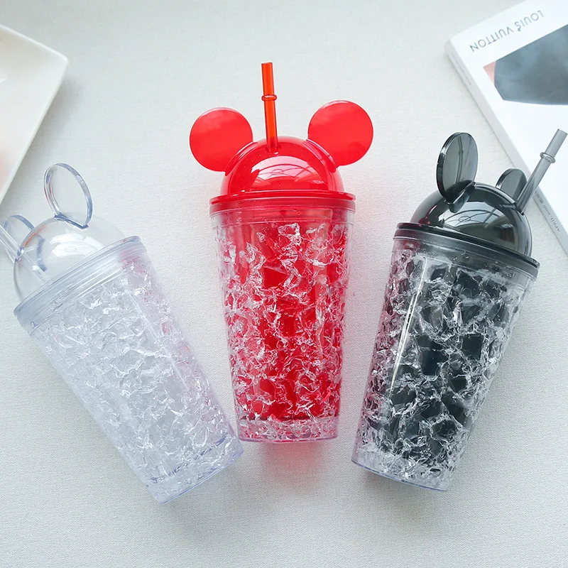 

YIDING wholesale Hot sales 16oz Mouse Ear Colorful Cups water bottle cartoon mouse ear Tumbler plastic cups with lids and straws, As is or customized