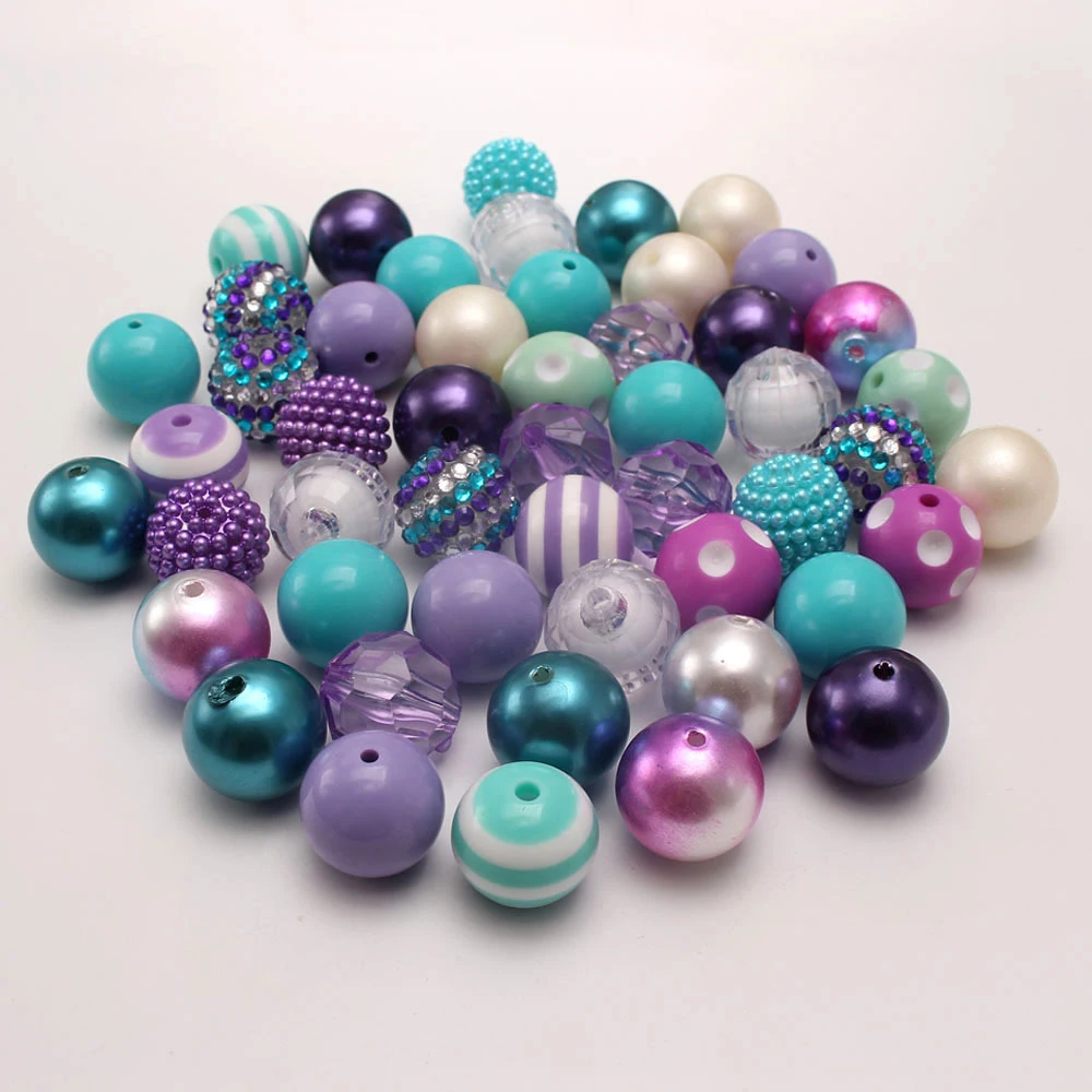 

Wholesale mixed 20mm acrylic beads and charms for pen tops Fashion round plastics spacers beads for beadable pens making