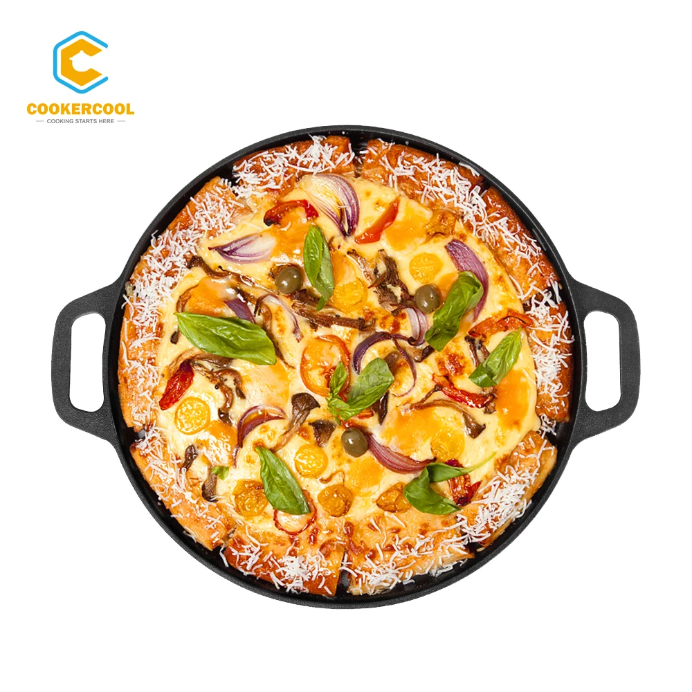 

Cookercool hot sale cast iron pre seasoned nonstick cooking pan pizza pan