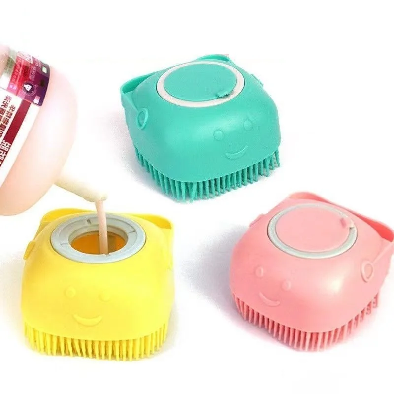 

Cheap Price Soft Silicone Dog Bath Brush Pet Massage Brush Shampoo Dispenser