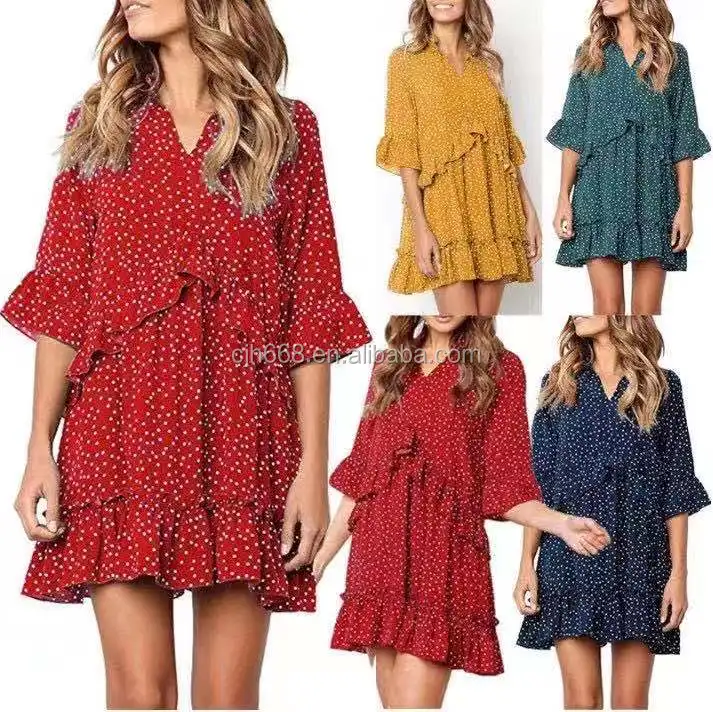 

Factory high quality cheap wholesale summer floral women's dresses, casual tropical deep V women's halter skirt, Customized color
