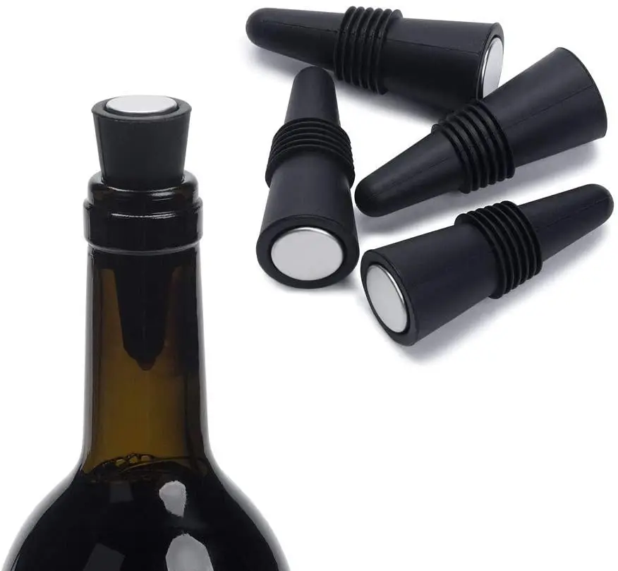 Red2pk+Black2pk Yougoals Silicone Wine Bottle Stopper for Wine Beverage Soda Beer 