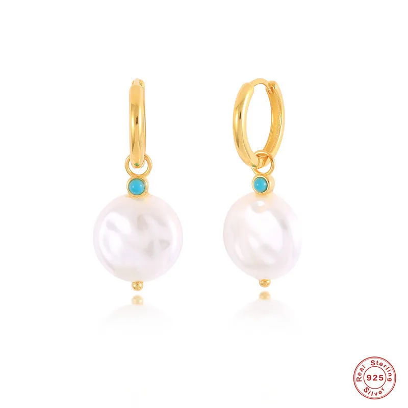 

925 Sterling Silver Pearls Earrings For Women Wedding Fine Jewelry Piercing Earrings Hoops Bohemia Pendientes Plata Earings