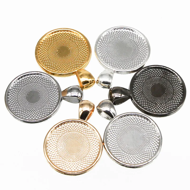 

Double Sides 20mm Making Jewelry Diy Accessories Zinc Alloy Metal Blank Tray Gold Cabochon Setting Base For Jewelry, Gold,kc gold,silver,rhodium color,black,gun black