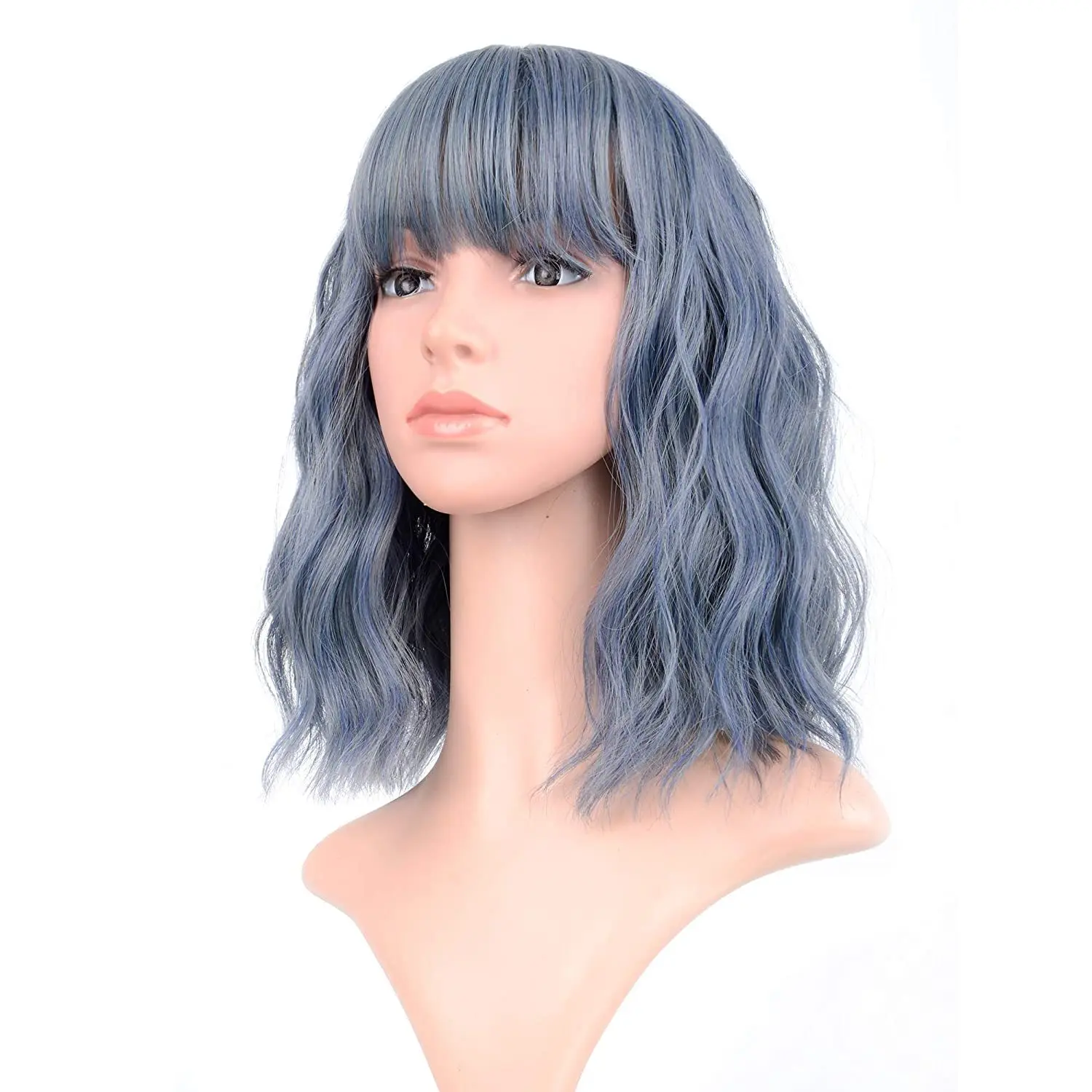 

Dropshipping New Fashion Woman Shoulder-length Curly Air Bangs Frizzled Hair Wig Synthetic Hairpiece Long Wigs For Smart Girl