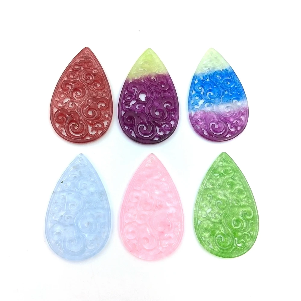 

Wholesale New arrival Natural Hand Carved Drop Shape Pendant Chinese Lucky Amulet Jade Rainbow Quartz Gemstone Crystal Jewelry, Multi natural pendant