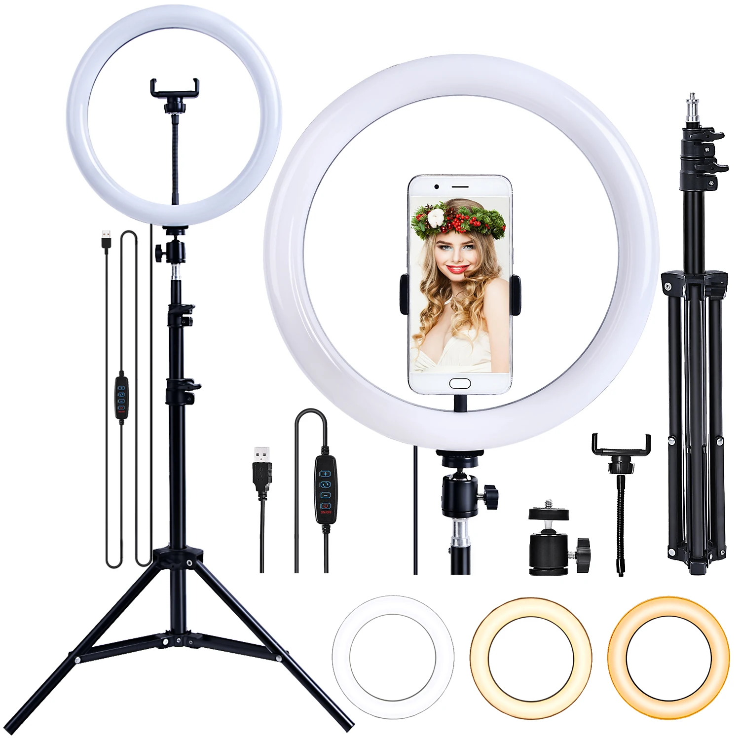 

FOSOTO 10 inch led selfie Ring light 26cm Video lamp photographic lighting with Tripod stand And phone holder For makeup Youtube
