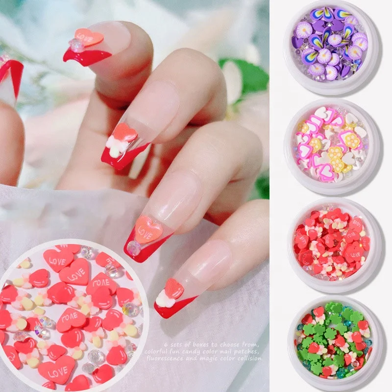 

Paso Sico 3D Love Fruit Slices Christmas Nail Art patch Supplies Charms Slime Stone Accessories Polymer Clay DIY nail ornaments