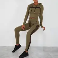 

New Casual Fashion Hooded Sports Wear Breathable And Comfortable Mesh Stitching Sports Running Suit Women Gym Active Wear Sets