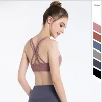 

2019 strappy sports bra women adjustable gathered vest type yoga bra