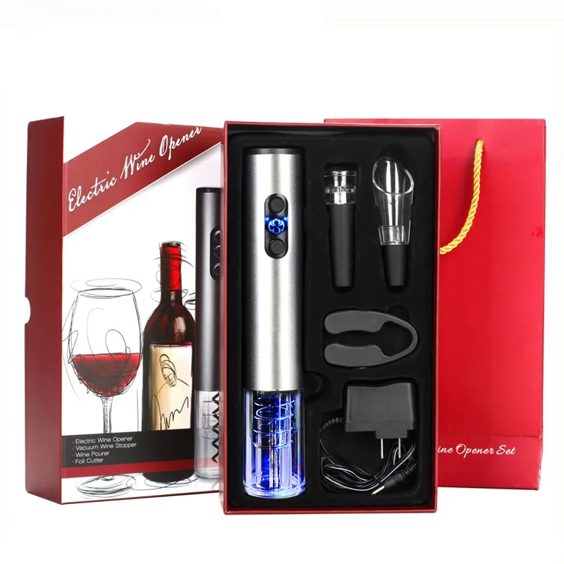 

Electric Wine Opener, Automatic Electric Wine Bottle Corkscrew Opener with Foil Cutter Rechargeable Wine Opener, Black