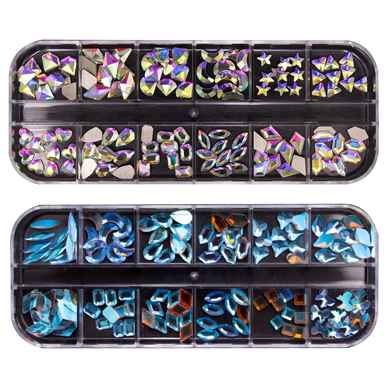 

crastal stone Nail Art Rhinestones Set big Flatback bottomed diamond AB shape For nails Decorations Design manicure NAR021