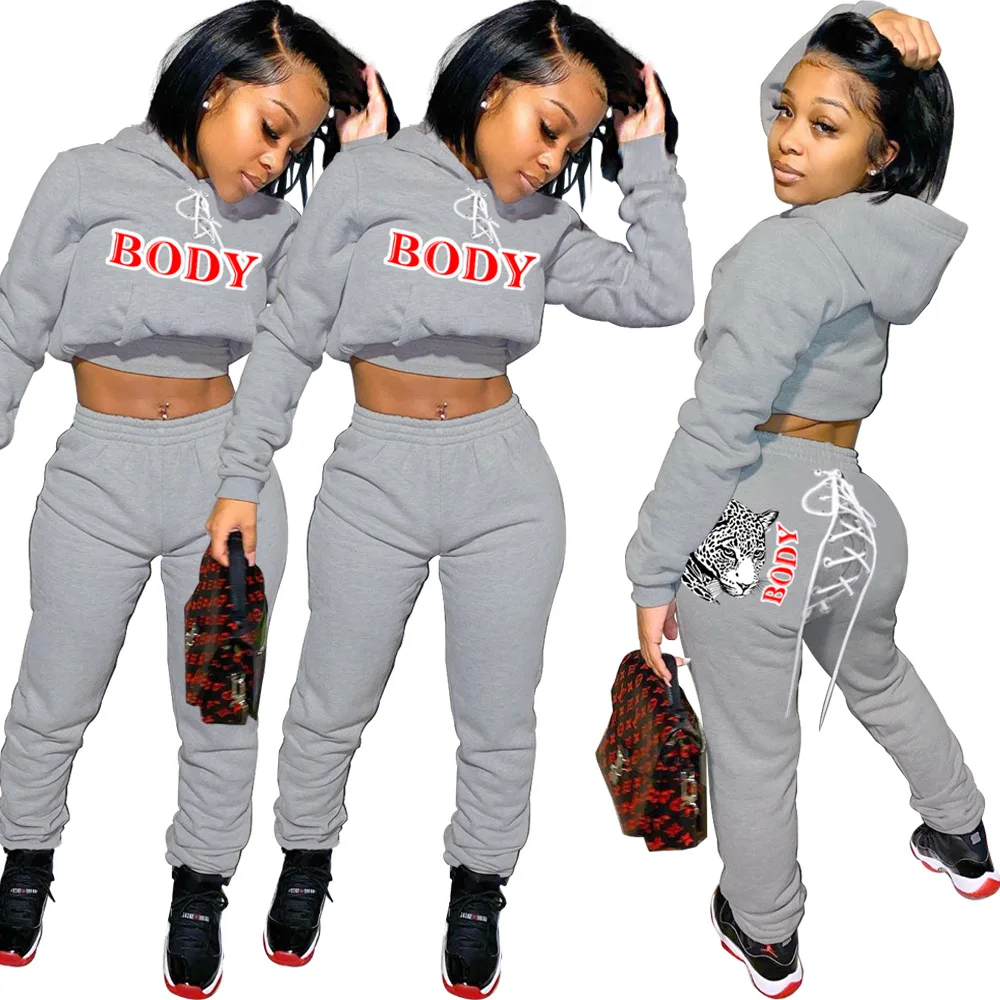 

Hot selling 2021 fashion womens Thick Plush hoodies sweatshirts Drawstring sweatpants fall women clothes two piece set