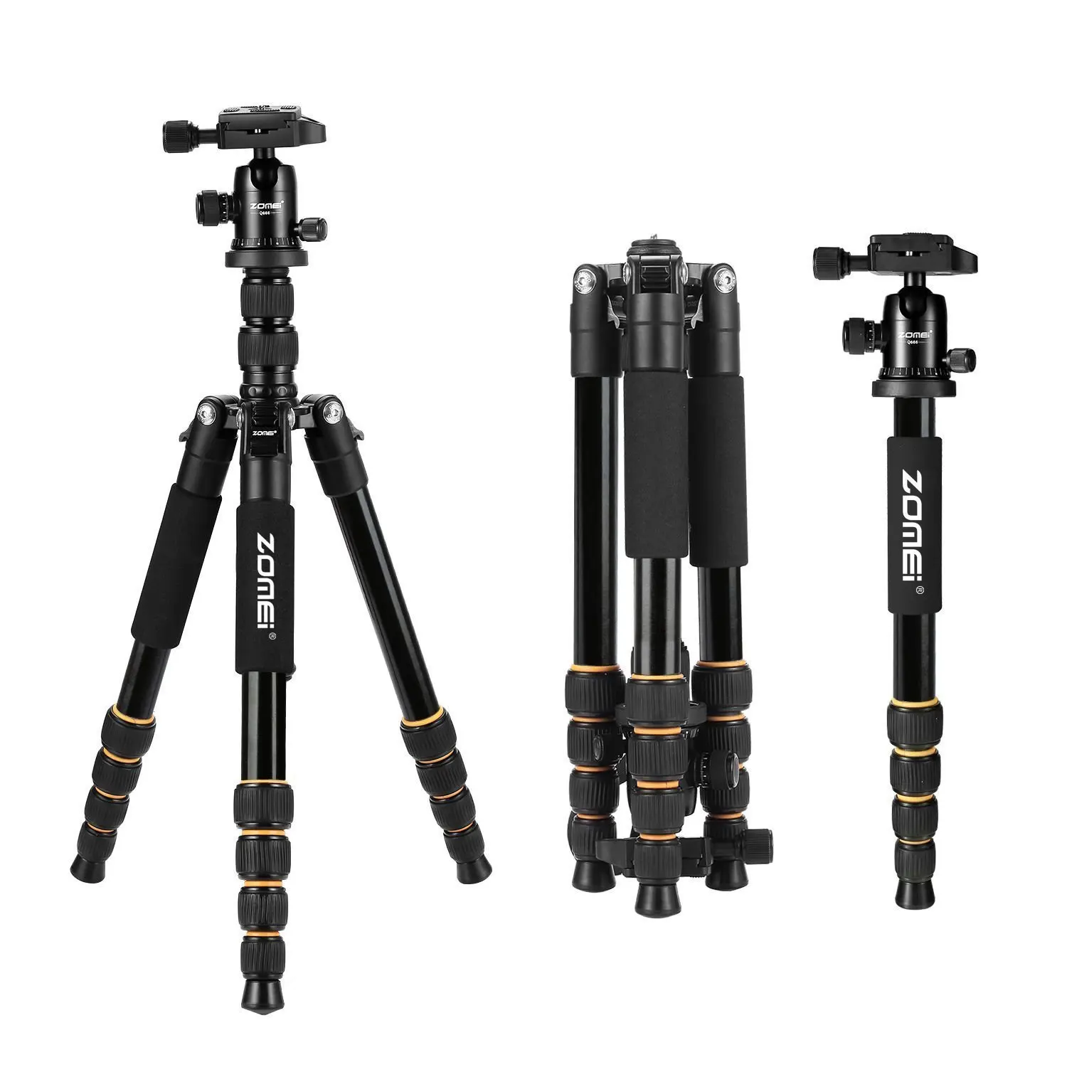 

Amazon's ZOMEI Q666 sells a lightweight, portable, five-section digital camera tripod