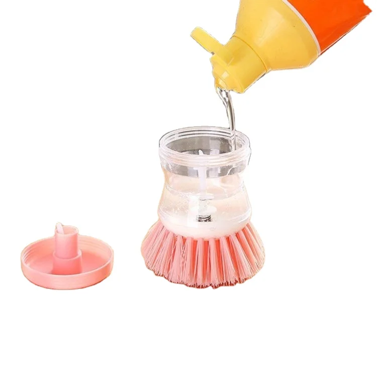 

Logo Wash Pot Brush With Washing Up Liquid Household Cleaning New Home Kitchen Washing Utensils Pot Dish Brush, 3 colors