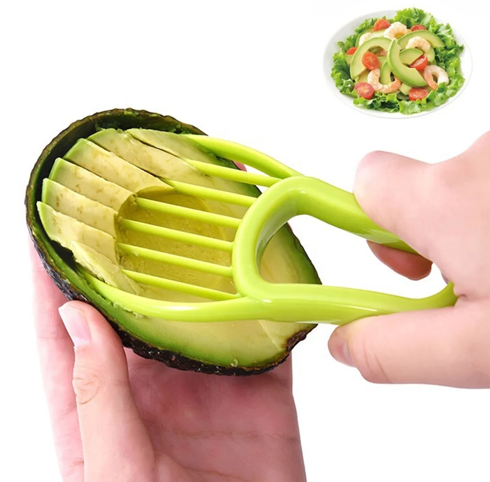 

QY Kitchen Accessories Avocado Slicer Cutter Peeler Splits Fruits Pits Scoop Kitchen Tools Green, Same as picture pot wash brush