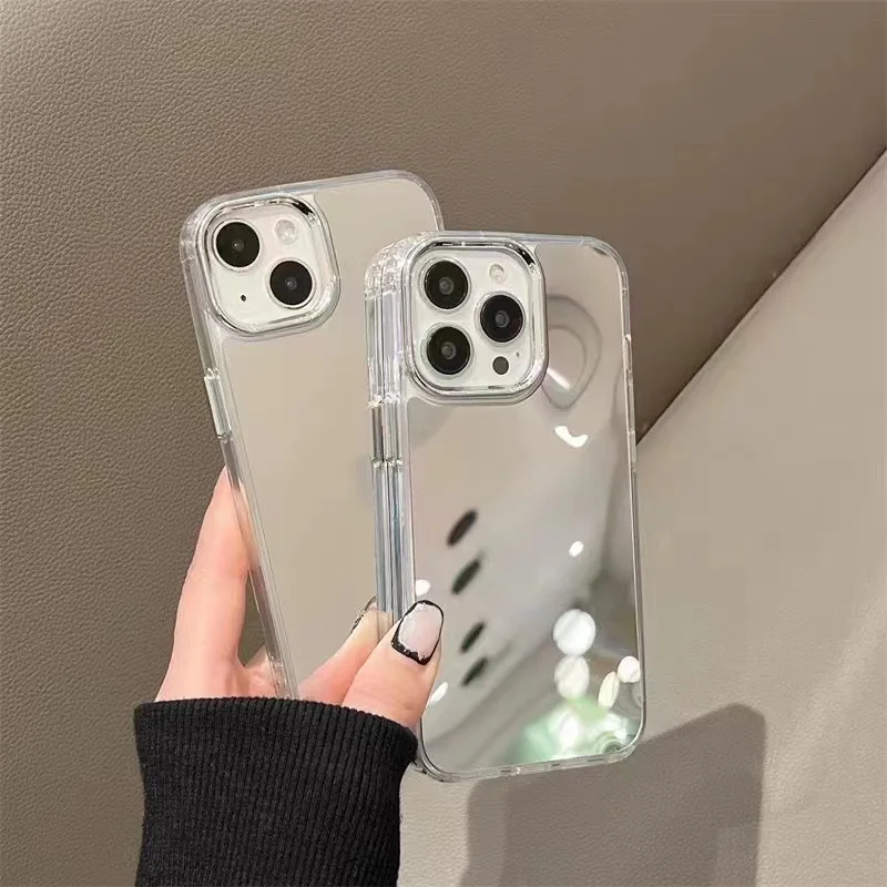 

Mobile Phone Case Accessories Shockproof Phone Cover for iPhone 14 for iPhone 15 Space Makeup Mirror Cover for iPhone 13