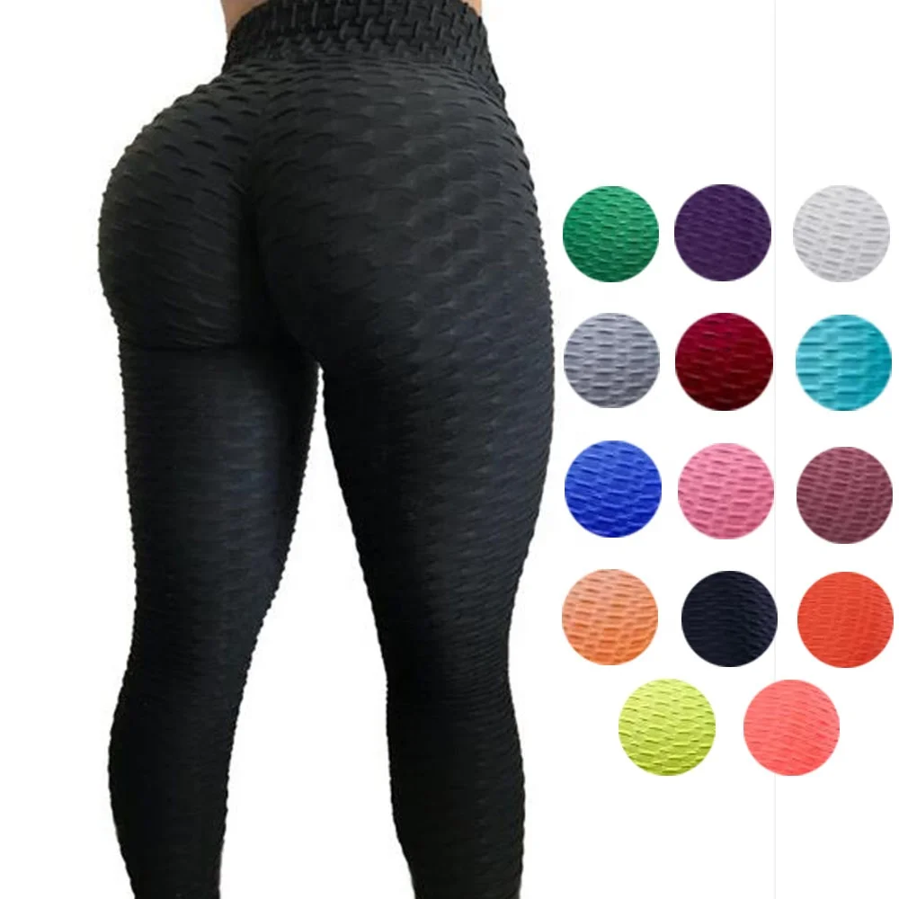 

Women's High Waist Tummy Control Tights Yoga Pants Scrunch Booty Leggings Butt Lift Textured Workout, 3 different color