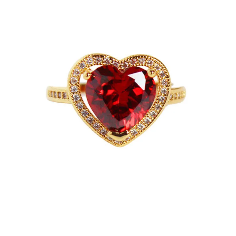 

Wedding Rings For Women Bridal Engagement Ring Red Heart Cubic Zirconia Elegant Luxury