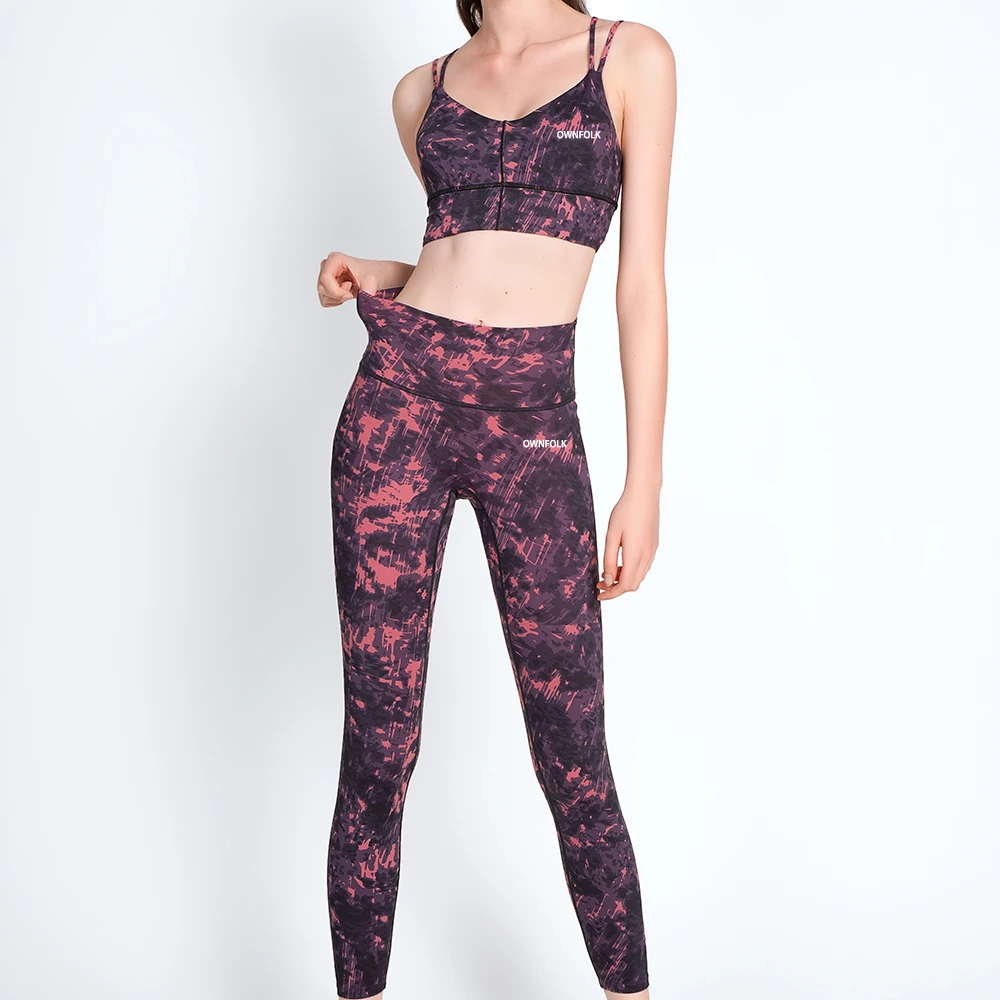 

OWNFOLK Wholesale two piece set seamless ribbed leggings with bra yoga set