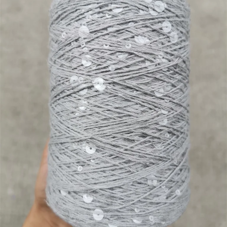 200 Colour Spot Stock Welcome Buy 1kg 3mm+6mm Sequin Cotton/Acrylic Yarn Eco-Friendly Recyclable 32s/2 DIY Hand Woven Rag Doll
