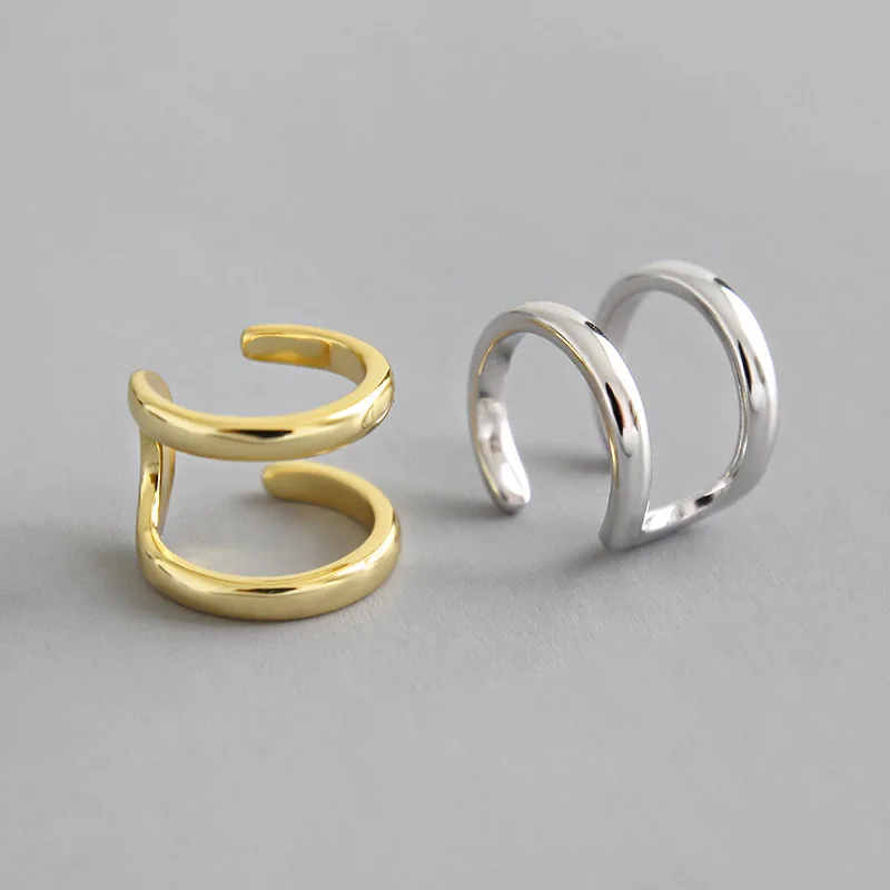 

Double Circle Without Piercing S925 Hoop Ear Cuff Double Layers 18k Gold 925 Sterling Silver Cuff Earring For Girls