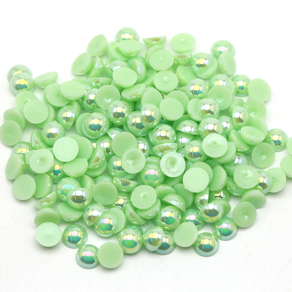 

Wholesale Lt.Green AB Color 1.5-20mm Non Hot Fix Crystal Strass Flatback Abs Pearl Half Round Beads For Nail Art Diy