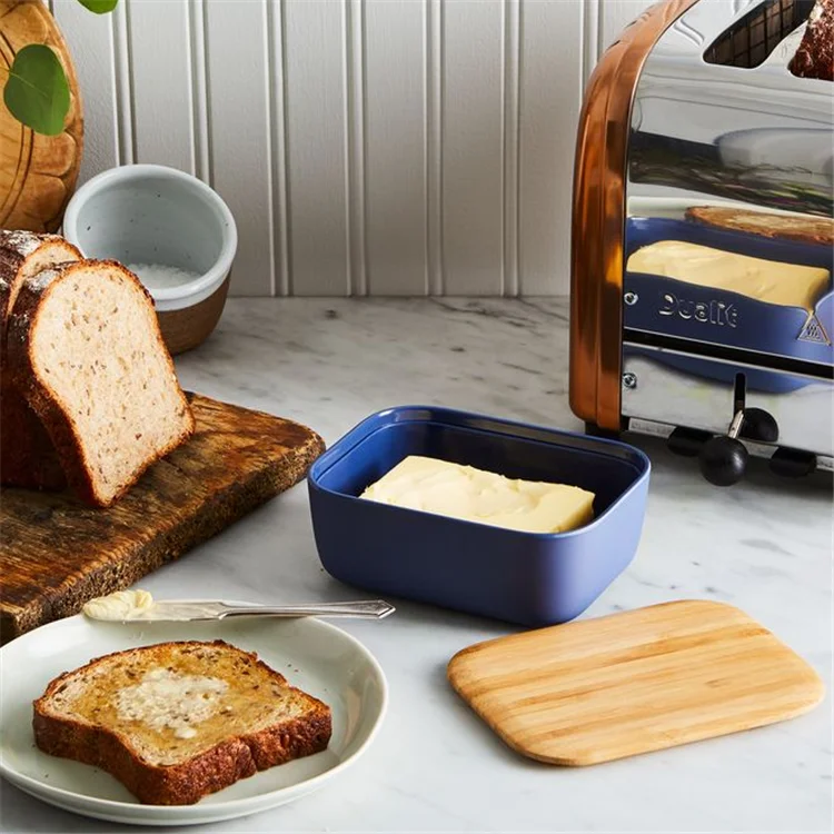 wholesale matte glaze nordic style kitchen tools rectangle sealed ceramic butter dish with wood lid .png