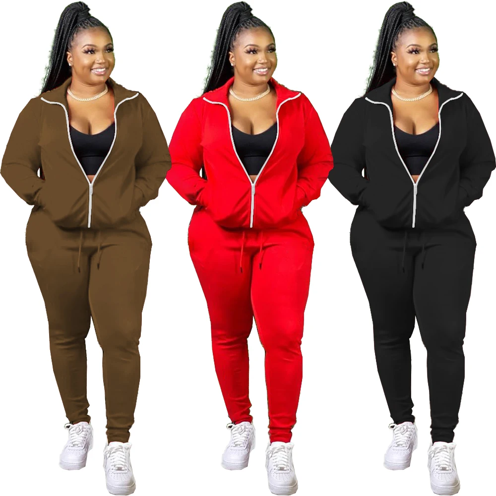 

2021 new arrivals fall custom logo blank gym sweatsuits 2 two piece women's pants &trousers set women clothes outfits clothing, Picture