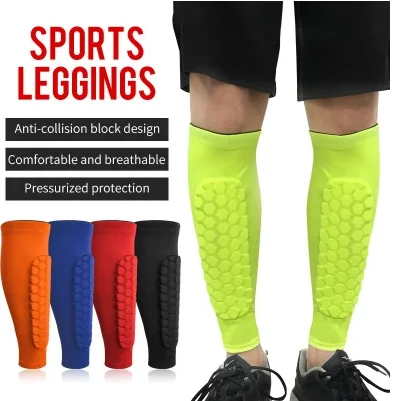 

1PCS Breathable Professional Football Shin Guards Protector Soccer Honeycomb Leg Sleeve Calf Compression Knee Support, Customized color