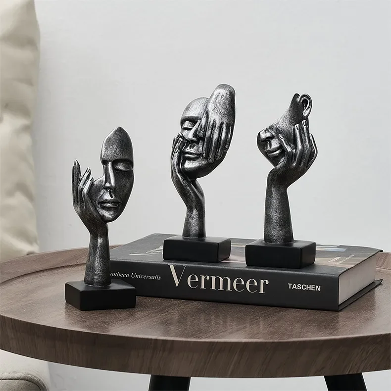

Modern Nordic Home Decor Human Face Miniatures Figurine Abstract Desk Accessories Thinker Sculptures Figurines Room Decoration
