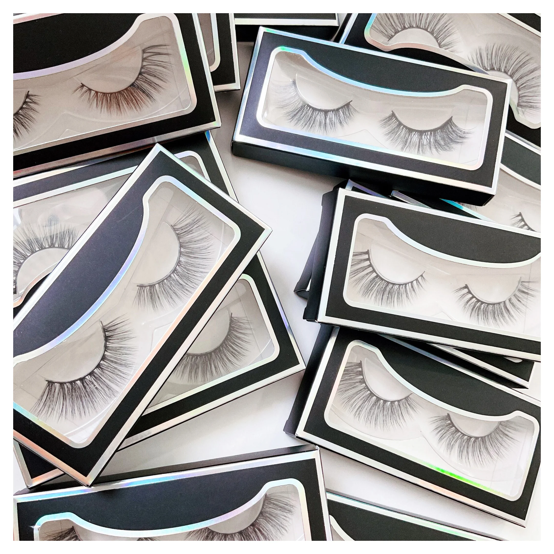 

2021 New Arrivals DW Faux Mink Eyelash 3D Fiber Eyelash Vendor Customized Lashes Boxes 25mm Eyelashes, Black color