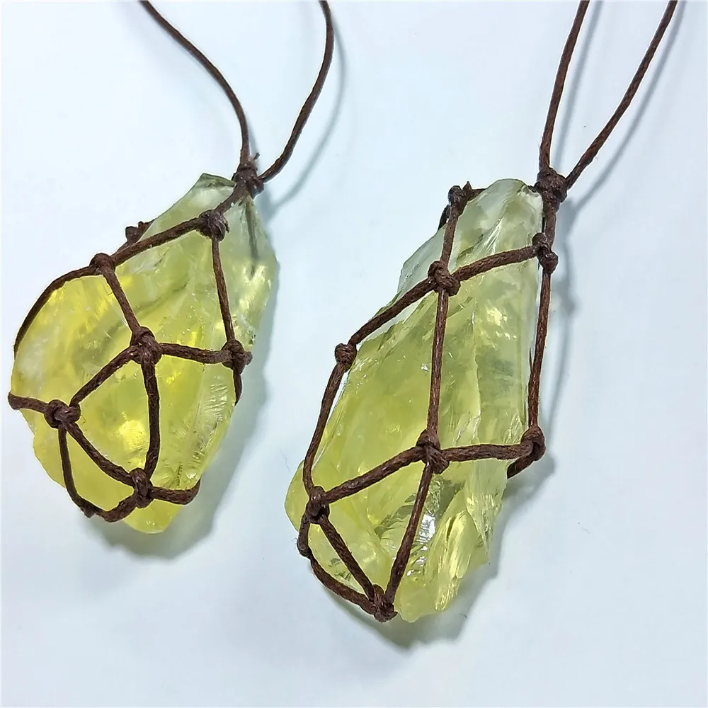 

Irregular Natural Healing Stone Necklace Pendants Yellow Crystal for Women Men Jewelry, As shown