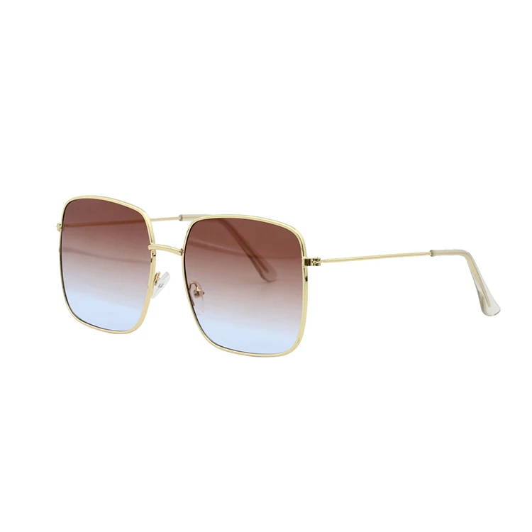 

New Arriving Square Metal Frame Unisex Vintage Gradient Sun Glasses Custom Men Metal Square Sunglasses